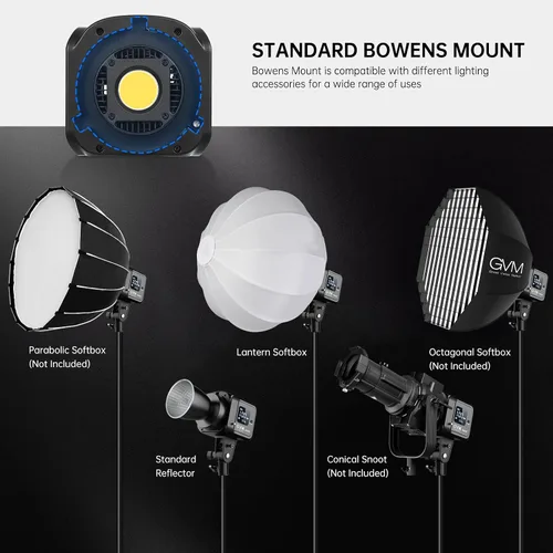 Miniatura 6 de GVM - Luz de video LED SD80S de 80 W con linterna Softbox y kit de soporte para trípode, luz de estudio de montaje Bowens de 5600 K, iluminación