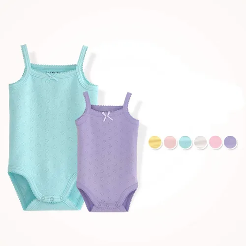 Miniatura 3 de Body sin mangas con tirantes delgados para bebé, camiseta sin mangas, de algodón, de una pieza, paquete de ropa de verano para bebé