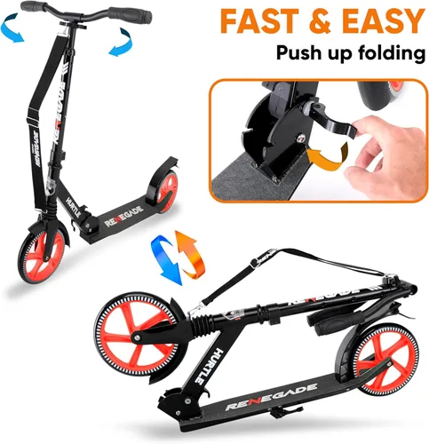 Miniatura 8 de Hurtle Renegade Kick Scooter for Kids, Teenagers & Adults - 2-Wheel Folding Scooter with Adjustable T-Bar Handlebar - Alloy Anti-Slip Deck