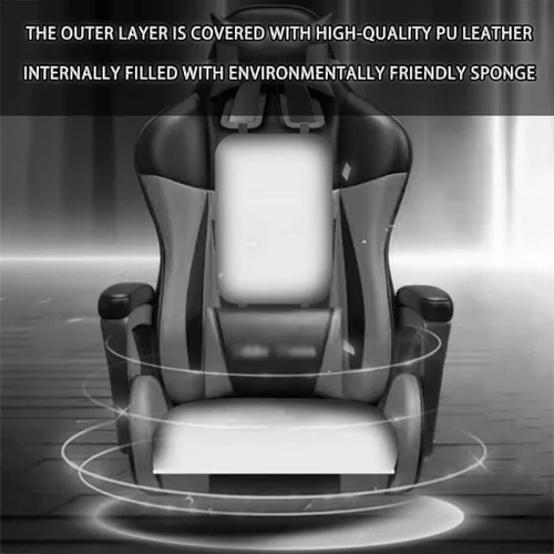 Miniatura 6 de Silla de juegos con reposapiés de 90° a 145° Gran ángulo puede tumbarse, silla ergonómica de carreras con abrazo, carga de 330.7 libras