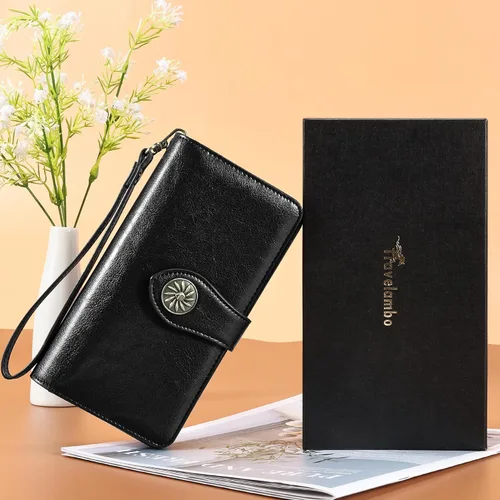 Miniatura 6 de Travelambo Cartera de mujer con bloqueo RFID para tarjetas de crédito, cartera de cuero de gran capacidad