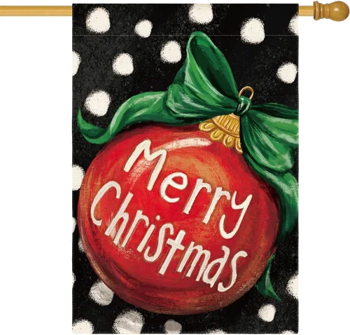 AVOIN colorlife Bandera de Navidad con diseño de lunares, 28 x 40 pulgadas, de doble cara, adornos de invierno, granja, patio, bandera decorativa