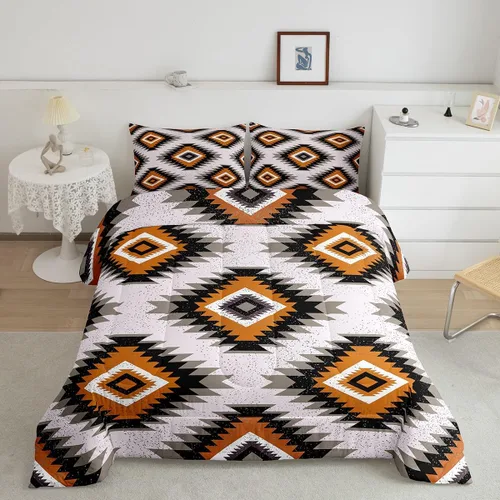 Miniatura 29 de Feelyou Juego de edredón geométrico del suroeste para niños y niñas, edredón nativo del suroeste, tamaño individual, juego de ropa de cama