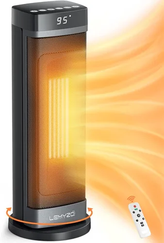 Calentador de espacio de 21 pulgadas - 1500 W calentadores rápidos para uso en interiores - Calentador eléctrico oscilante de 70° con control remoto