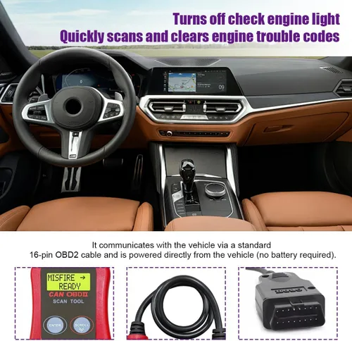 Miniatura 3 de Dickno Lector de código de escáner OBD2 para automóvil, escáner de fallas del motor automotriz para borrar el código de error, herramienta