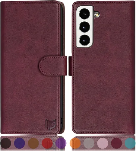 SUANPOT Funda de piel tipo cartera para Samsung Galaxy S22 con bloqueo RFID, tarjetero para tarjetas de crédito, funda de teléfono con tapa tipo