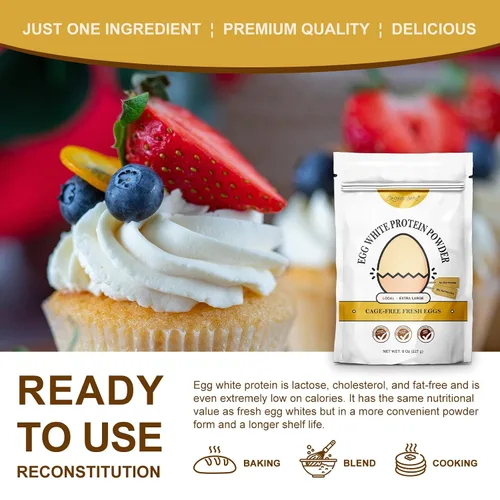Miniatura 4 de Orgnisulmte Polvo de proteína de clara de huevo 8 Oz, claras de huevo pasteurizadas y secas, sin gluten, sin transgénicos, sin sabor, de gallinas