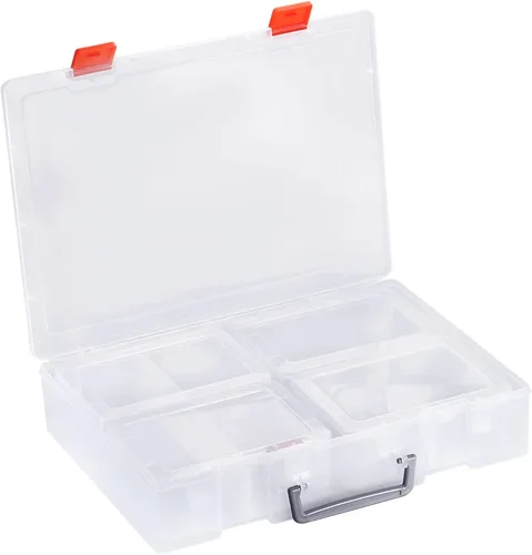 PATIKIL Caja de almacenamiento de tarjetas de béisbol, 1 juego de organizador transparente para tarjetas deportivas, contenedor de plástico para