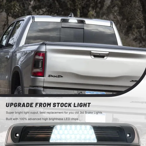 Miniatura 9 de Luz de freno LED de 3ª luz de freno para RAM 1500 2019 2020 2021 2022 2023 2024 2025 Rebel HFE Laramie Lente roja, luces de techo traseras centrales