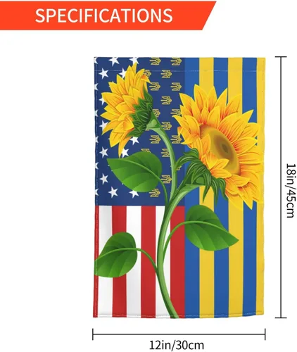 Miniatura 3 de Bandera de amor por Ucrania Bandera de girasol patriótica de jardín americano de 12x18 pulgadas a prueba de decoloración Bandera de jardín
