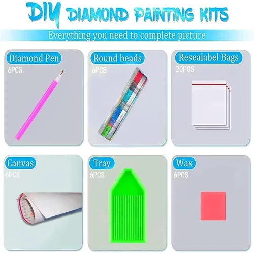 Miniatura 4 de DOTSOPS Kits de pintura de diamantes para adultos, kit de pintura para manualidades, manualidades, paquetes de arte de diamantes 5D, kits completos