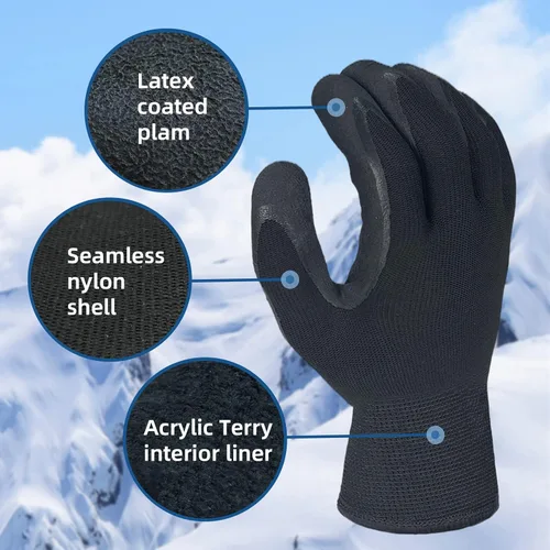 Miniatura 2 de Evridwear - 3 pares de guantes de trabajo para congelador de invierno con revestimiento de látex forro cálido y aislante guantes para clima frío