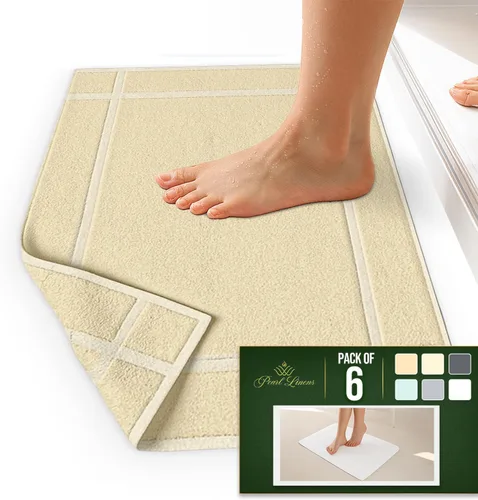 Miniatura 7 de Pearl Linens Paquete de 6 alfombrillas de baño 100% algodón de 20x30 pulgadas, suaves y absorbentes de secado rápido, juego de alfombrillas de baño