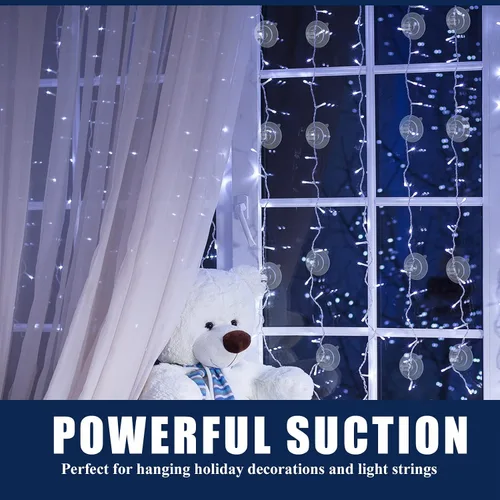 Miniatura 2 de Juego de 120 ventosas de luz de Navidad [Juego de 120] Mini soporte de alambre de ventosa fuerte, cuerda pequeña transparente para ventana, clips