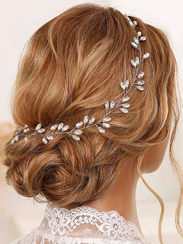 Miniatura 3 de JAKAWIN Novia Rhinestone boda pelo vid cristal pieza de pelo nupcial accesorio para el cabello para mujeres y niñas HV190