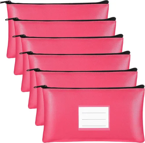 Miniatura 10 de Paterr 6 bolsas de dinero con cremallera, de piel sintética, bolsa de seguridad para dinero, soporte para recibos, cartera con etiqueta para dinero