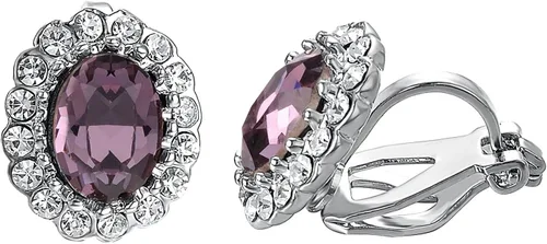 Miniatura 7 de Yoursfs Austria - Aretes de clip de cristal para mujer, chapados en oro de 18 quilates, joyería de moda con halo de circonita cúbica, aretes sin