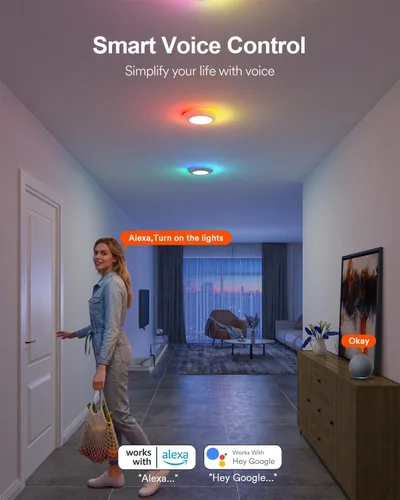 Miniatura 2 de Lumary Luz de disco LED inteligente de 5/6 pulgadas, paquete de 4 unidades, iluminación empotrada inteligente WiFi que cambia de color con anillo