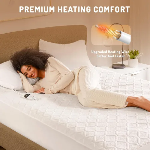 Miniatura 2 de Degrees of Comfort - Cubrecolchón térmico California King, calentador de cama eléctrico con dos controladores, 6 niveles de calefacción, apagado