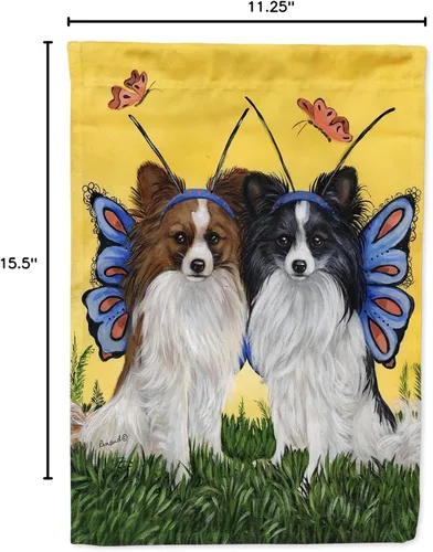 Miniatura 7 de Caroline's Treasures PPP3143GF Bandera de jardín con mariposas Papillon para buzón, bandera decorativa para patio exterior, obras de arte de patio
