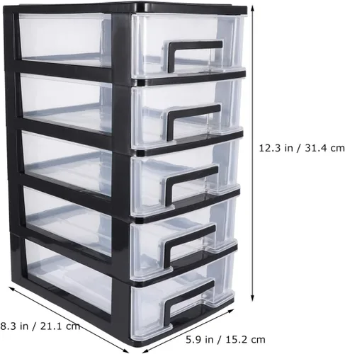 Miniatura 3 de PATKAW Gabinete de almacenamiento multifuncional de cinco capas, 8.3 x 5.9 x 12.3 pulgadas, 5 cajones de almacenamiento de plástico, caja