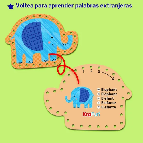 Miniatura 4 de KRAFUN Safari Animal Kit de cordones para artes y manualidades preescolares, 10 tarjetas fáciles de atar para niños pequeños con habilidades motoras