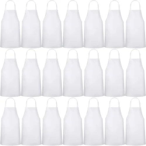 Miniatura 10 de Paquete de 24 delantales con peto, delantales unisex, sin bolsillo, lavables a máquina, delantales lisos para mujeres, hombres, cocineros, cocina