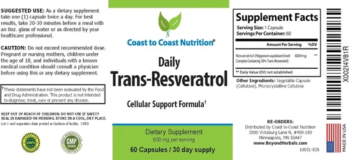 Miniatura 8 de Suplemento Trans Resveratrol - Cápsulas orgánicas - Suplementos para mujeres y hombres, antioxidante natural, suplemento de polifenoles - 60