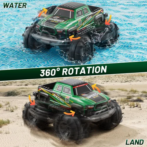 Miniatura 2 de PEADUCK Auto a control remoto para niños de 6 a 12 años, camión RC todo terreno con spray y luz, giros de 360°, 2.4GHz, camión monstruo a control