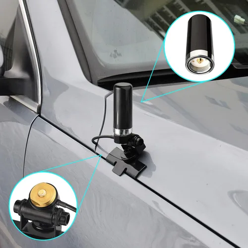 Miniatura 3 de Bingfu Antena de radio de jamón móvil para vehículo VHF UHF 136-174MHz 400-470MHz Coche Camión Radio Amateur Radio Montaje NMO Antena de perfil bajo