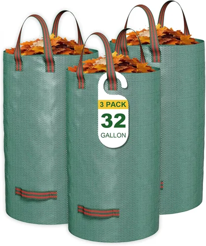 Miniatura 10 de GreatBuddy Bolsa de basura reutilizable de 132 galones, resistente, verticales con 4 asas reforzadas para hojas de jardín y recolección de residuos