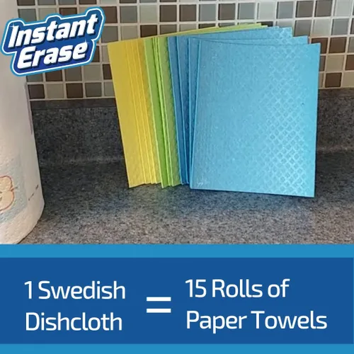 Miniatura 3 de Paños de cocina suecos reutilizables, paños de cocina ultra absorbentes para cocina, baño, lavar platos y más - Esponjas de celulosa - Paquete de 12