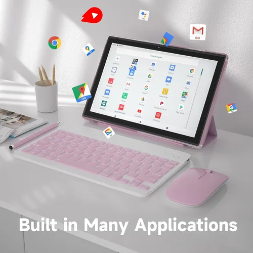 Miniatura 6 de Tablet Android 14 de 10 pulgadas con teclado, juego de tabletas 2 en 1 incluye funda ratón lápiz capacitivo, 8GB RAM+64GB ROM, tableta Quad Core