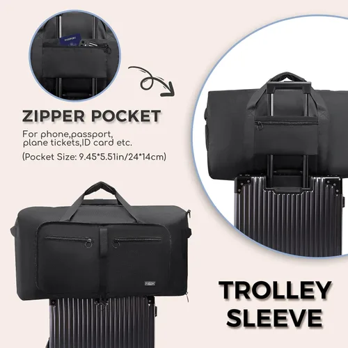 Miniatura 6 de Fmeida Bolsa de lona 65L, 65L-Negro, Bolsa de lona con compartimento para zapatos