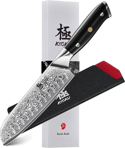 Miniatura 12 de Cuchillo de chef KYOKU - 8" - Cuchillo de cocina estilo japonés de la serie Shogun, hoja de Damasco martillada con núcleo de acero VG10 - con funda