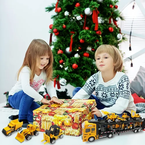 Miniatura 6 de OTONOPI Camión de transporte de automóviles, construcción de autos fundidos a presión, juego de vehículos de juego, camión portador con minicúa