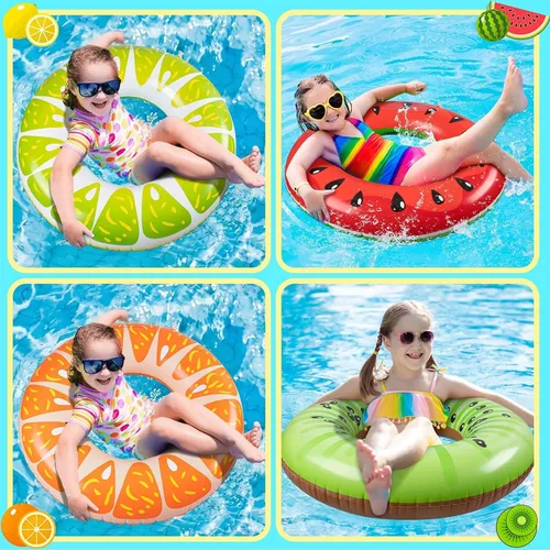 Miniatura 5 de 90shine Paquete de 2 flotadores para piscina de frutas: anillos flotantes, tubos flotantes y juguetes para niños y adultos, decoración de fiesta