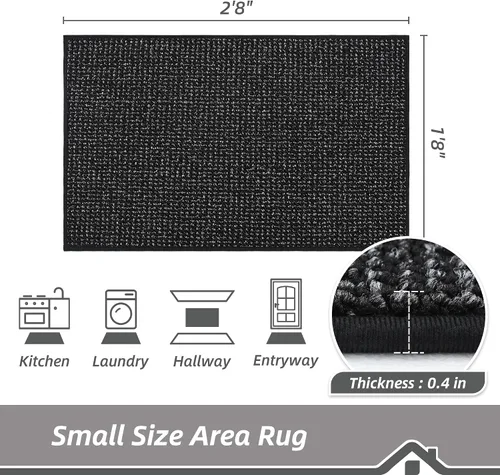 Miniatura 2 de BEQHAUSE Alfombra de Entrada de 20"x32" Tapete Interior para Puerta Antideslizante Lavable, Alfombras de Pasillo Absorbentes y Resistentes a Manchas