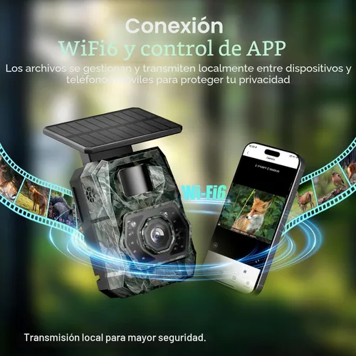 Miniatura 7 de Cámara de Rastreo Solar WiFi Bluetooth - Cámaras de Caza con Visión Nocturna, Sensor de Movimiento, Impermeable, Cámara de Ciervos Recargable