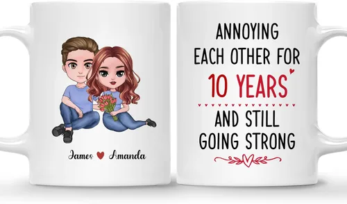Gossby Taza personalizada para parejas, regalo personalizado para esposa, novia, marido, novio con diseño, nombre, año, San Valentín, aniversario,
