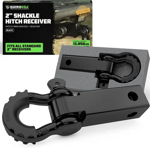 Rhino USA Receptor de enganche de grillete (se adapta a receptores de 2 pulgadas). Los mejores accesorios de remolque para camiones, Jeep, Toyota y