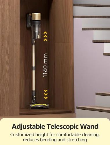 Miniatura 8 de Ultenic Aspiradora inalámbrica, 600 W, 60 KPA, 65 minutos para el hogar, aspiradora inalámbrica con luz verde, autoportante y plano de 180°, cepillo
