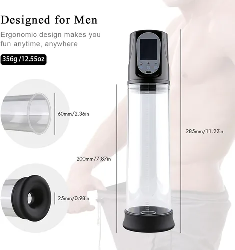 Miniatura 2 de Bomba de crecimiento para masturbador masculino con succión LCD, bomba de pene para hombres, bomba de pene automática al vacío, recargable, más