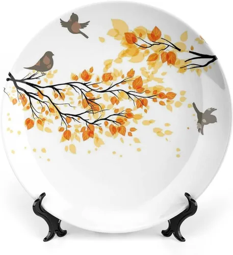 Miniatura 24 de XISUNYA Plato decorativo de 8 pulgadas, plato de vajilla de otoño, coloridas hojas de arce otoñales de noviembre, placa de exhibición de cerámica