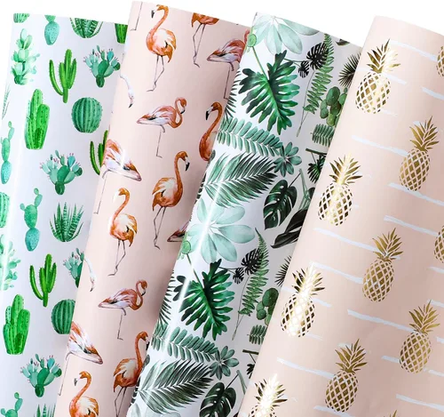 Miniatura 22 de WRAPAHOLIC Hoja de papel de regalo, 12 hojas con bonito diseño de animales para cumpleaños, vacaciones, fiestas, baby shower, 17.5 x 39.3 pulgadas