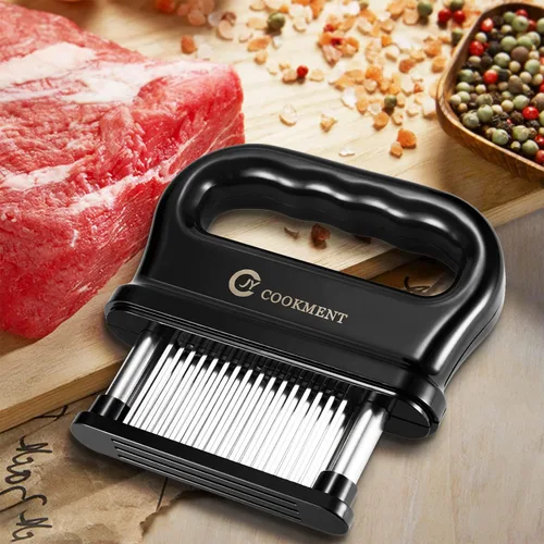 Miniatura 5 de JY COOKMENT Ablandador de carne con 48 cuchillas de acero inoxidable ultraafiladas, herramienta de cocina ideal para ablandar, barbacoa, adobo