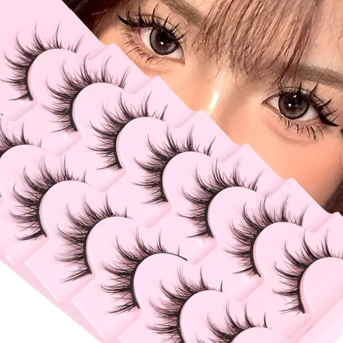 Miniatura 14 de Pestañas Manga de Aspecto Natural Pestañas de Anime Cosplay Pestañas Postizas con Banda Transparente Pestañas Voluminosas 3D Estilo Asiático Japonés