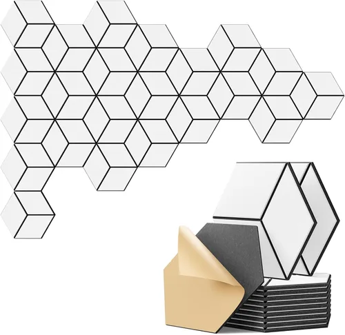Miniatura 170 de Paquete de 12 paneles acústicos autoadhesivos de 12 x 10 x 0.4 pulgadas, paneles de espuma a prueba de sonido con alta densidad, diseño forrado
