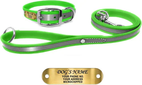 Miniatura 20 de Regal Dog Products Collar Reflectante para Perro con Placa de Nombre Grabada Personalizada Collares para Perro Personalizados de Biothane Rosa