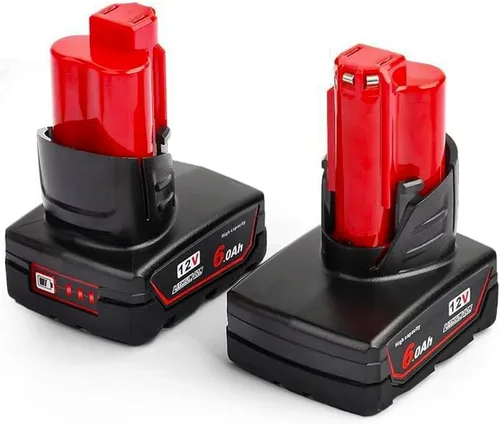 Paquete de 2 baterías de repuesto de iones de litio de 12 V, 6 Ah, 6000 mAh, compatibles con Milwaukee, herramientas eléctricas 48-11-2402